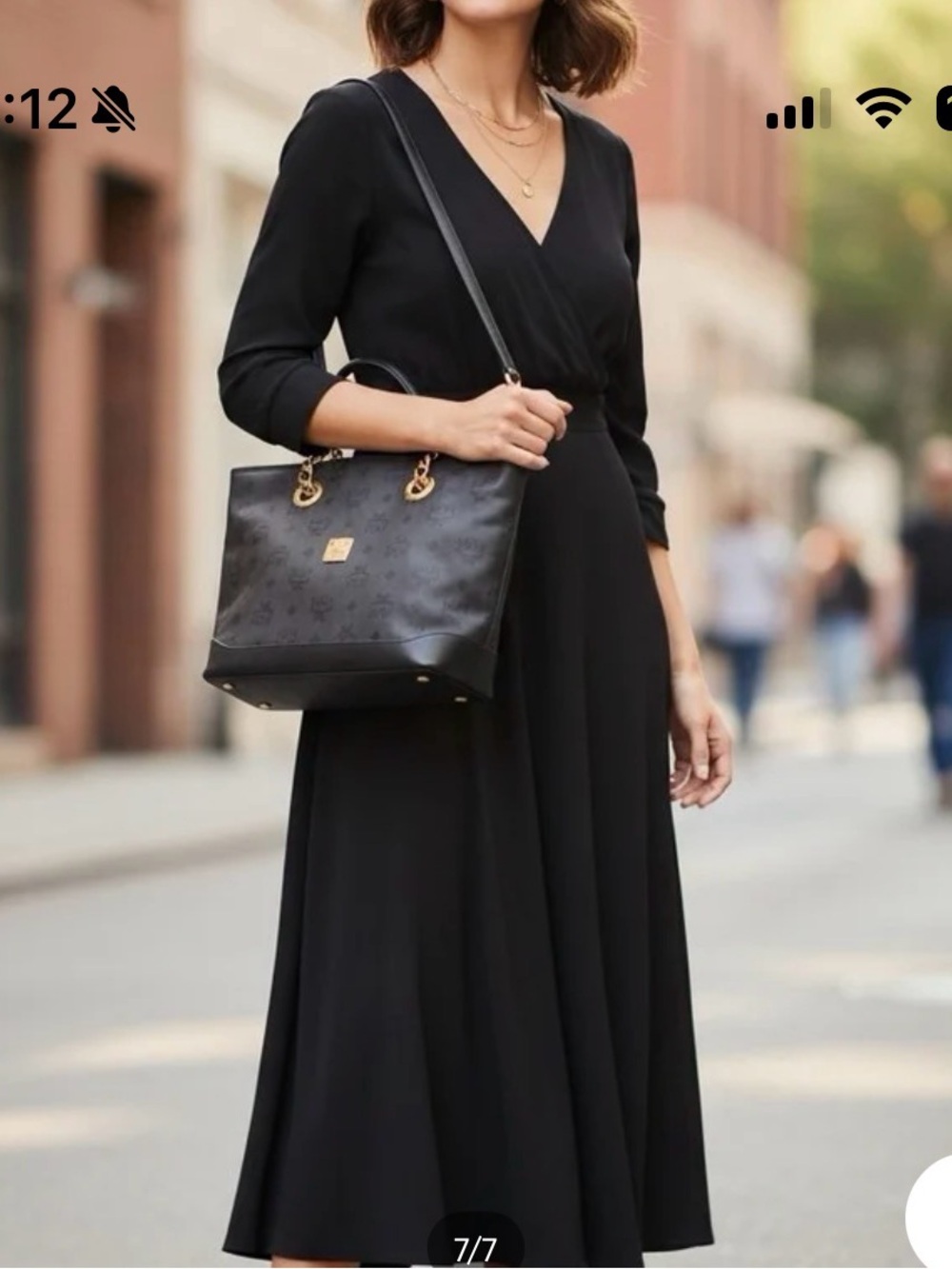 MCM Black Logo Tote with Gold Chain Straps